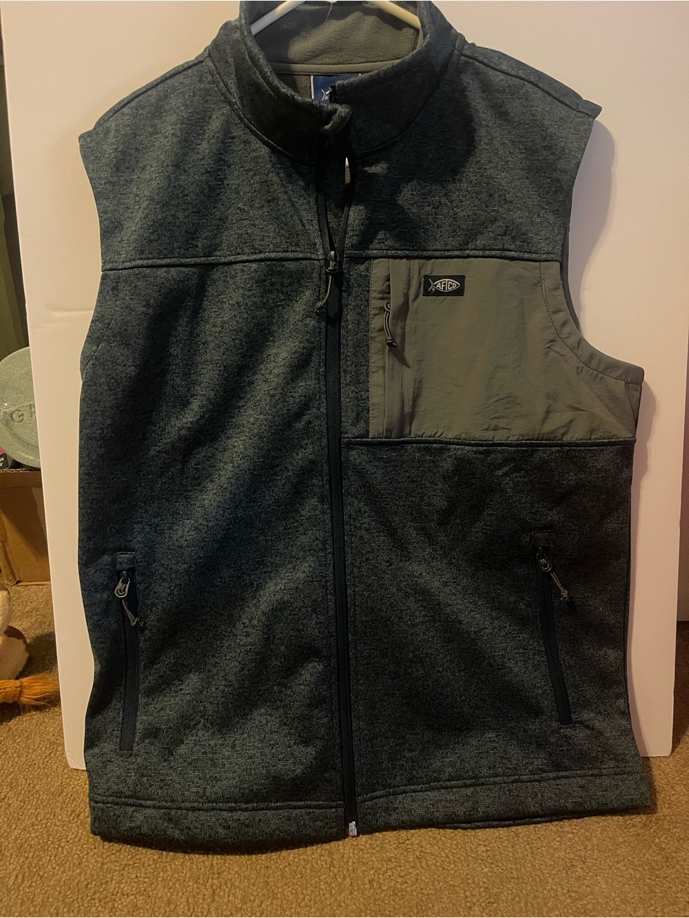 XFD Men's Dark Gray Fleece Vest with Olive Chest Panel